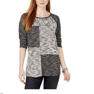 Style & Co patchwork crewneck pullover sweater